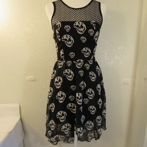 Royal Bones Dresses & Skirts - Royal Bones Sleeveless Black Skull Hi Low Dress